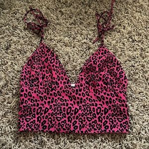 Super down cheetah tie top